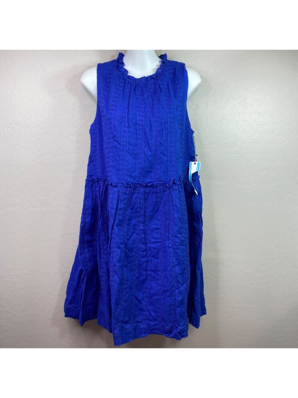 Draper James RSVP Womens Bright Blue Tank Dress Cotton Blend Size Medium